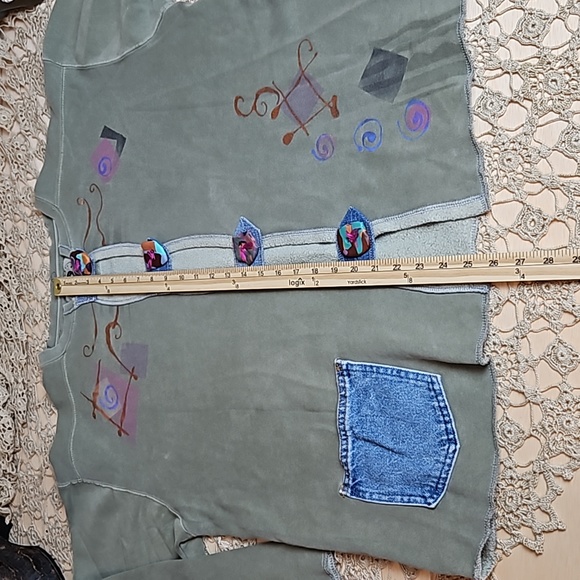 Vintage Authentic Pigment Sweatshirt Jacket with Clay Buttons & Jean Pocket - Picture 12 of 14